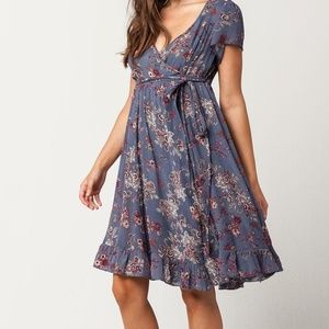 Women's Blue Floral Wrap Dress